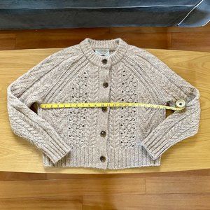 Everlane Alpaca Cloud Cable Cardigan, Heathered Birch, size XS